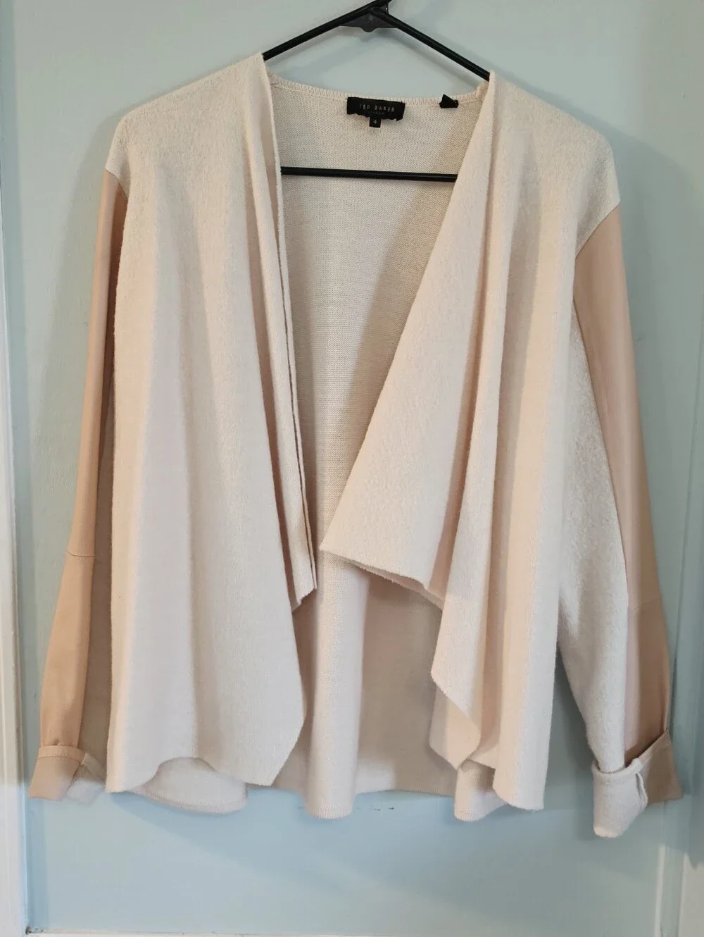 Ted Baker London Gaeton Wool And Leather Draped Cardigan
